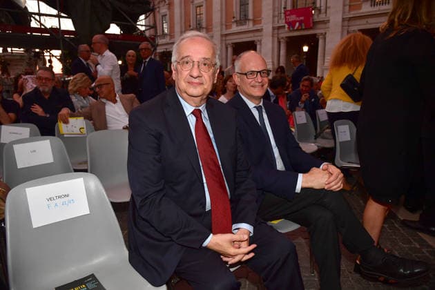 IPA86455729 - Rome, Piazza del Campidoglio: Nicola Piovani’s Tribute Concert to Ennio Morricone. Pictured: Walter Veltroni and Roberto Gualtieri  Copyright: xVincenzoxLandix xVincenzoxLandix 86455729