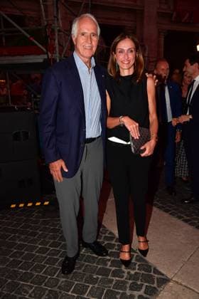 IPA86455771 - Rome, Piazza del Campidoglio: Nicola Piovani’s Tribute Concert to Ennio Morricone. Pictured: Giovanni Malago and Elena Vaccarella  Copyright: xVincenzoxLandix xVincenzoxLandix 86455771