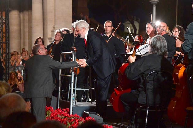 IPA86455797 - Rome, Piazza del Campidoglio: Nicola Piovani’s Tribute Concert to Ennio Morricone. Pictured: Giuseppe Tornatore and Nicola Piovani  Copyright: xVincenzoxLandix xVincenzoxLandix 86455797