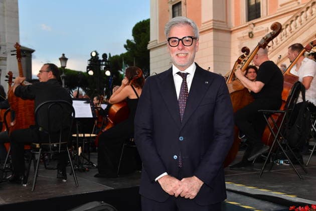 IPA86455657 - Rome, Piazza del Campidoglio: Nicola Piovani’s Tribute Concert to Ennio Morricone. Pictured: Federico Mollicone  Copyright: xVincenzoxLandix xVincenzoxLandix 86455657