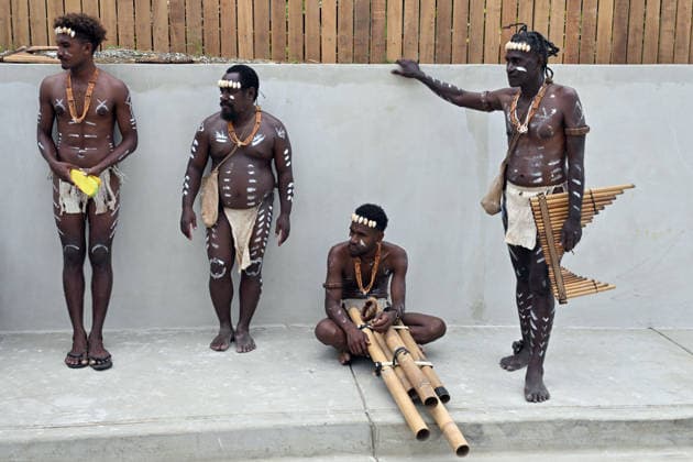 ANTHONY ALBANESE PACIFIC ISLANDS VISIT, Traditional performers wait for Prime Minister Anthony Albanese at the newly built Naha Birthing and Urban Health Centre in Honiara, Solomon Islands, Tuesday, July 7, 2026. ( NO ARCHIVING HONIARA SOLOMON ISLANDS  Copyright: xMICKxTSIKASx 20260707118663928301