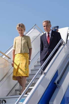 NATO Heads of State and Government Summit in Ankara ANKARA, TURKIYE - JULY 07: Canadian Prime Minister Mark Carney (R) and his wife, Diana Fox Carney (L), arrive at Ankara Airport to attend the 36th NATO Heads of State and Government Summit in Ankara, Turkiye, on July 07, 2026. Osmancan Gurdogan Anadolu Ankara Turkey. Editorial use only. Please get in touch for any other usage.  Copyright: x2026xAnadoluxOsmancanxGurdoganx