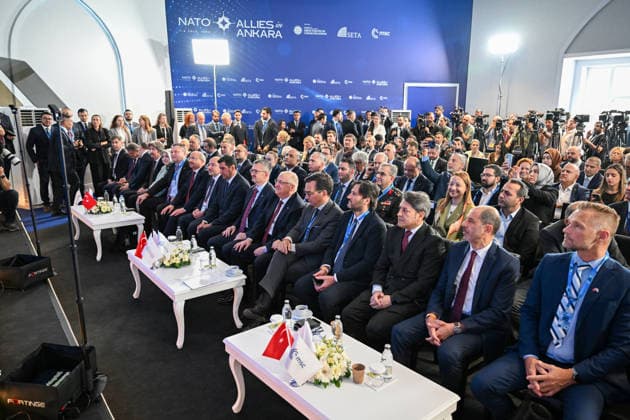 Ankara in Allies official event for 2026 NATO Summit ANKARA, TURKIYE - JULY 7: Turkish Minister of National Defense Yasar Guler and Head of Communications of the Presidency of the Republic of Turkiye Burhanettin Duran attend the Ankara in Allies official event hub for the 2026 NATO Summit, co-hosted by the Munich Security Conference and the SETA Foundation, in Ankara, Turkiye on July 7, 2026. Ozkan Bilgin Anadolu Ankara Turkey. Editorial use only. Please get in touch for any other usage.  Copyright: x2026xAnadoluxOzkanxBilginx