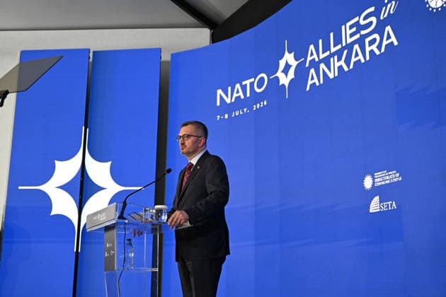 Ankara in Allies official event for 2026 NATO Summit ANKARA, TURKIYE - JULY 7: Head of Communications of the Presidency of the Republic of Turkiye Burhanettin Duran makes a speech during the Ankara in Allies official event hub for the 2026 NATO Summit, co-hosted by the Munich Security Conference and the SETA Foundation, in Ankara, Turkiye on July 7, 2026. Ozkan Bilgin Anadolu Ankara Turkey. Editorial use only. Please get in touch for any other usage.  Copyright: x2026xAnadoluxOzkanxBilginx