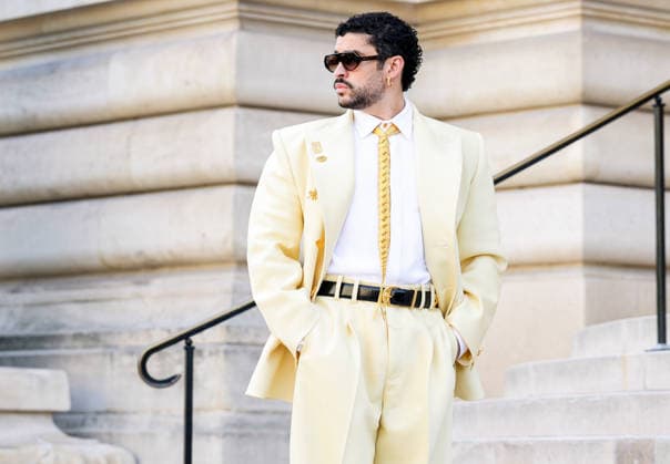 Paris Fashion Week: Arrival at the July 6 Fashion Shows — Celebrities Arrive at the Schiaparelli Show During Paris Fashion Week 457971 2026 07 06 France Martínez Ocasio, Benito Antonio Bad Bunny  Copyright: xIvankaxVoisinx xStarfacex STAR_457971_002