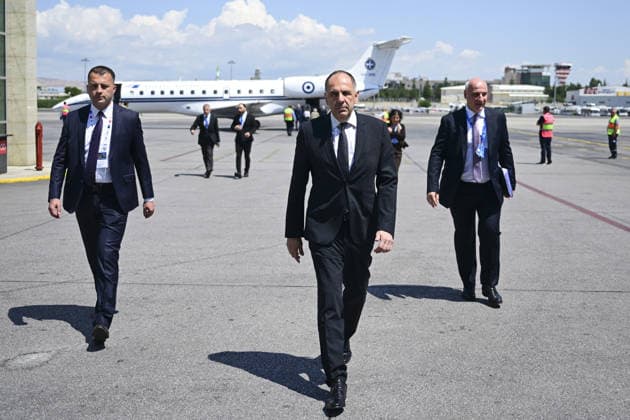 NATO Heads of State and Government Summit in Ankara ANKARA, TURKIYE – JULY 07: Greek Foreign Minister Giorgos Gerapetritis arrives at Ankara Airport ahead of the 36th NATO Heads of State and Government Summit in Ankara, Turkiye, on July 7, 2026. Mehmet Futsi Anadolu Ankara Turkey. Editorial use only. Please get in touch for any other usage.  Copyright: x2026xAnadoluxMehmetxFutsix