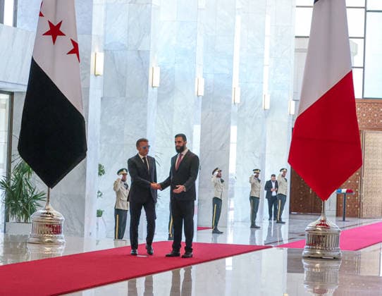 Ahmed al-Sharaa - Emmanuel Macron meeting in Damascus DAMASCUS, SYRIA - JULY 07: French President Emmanuel Macron (L) meets with Syrian President Ahmed al-Sharaa (R) at the People s Palace in Damascus during an official visit in Damascus, Syria on July 07, 2026. Izz Aldien Alqasem Anadolu Damascus Syria. Editorial use only. Please get in touch for any other usage.  Copyright: x2026xAnadoluxIzzxAldienxAlqasemx