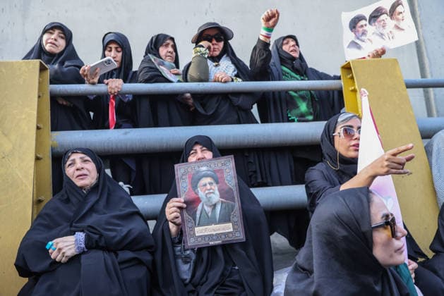 Ayatollah Ali Khamenei Mourners Massive crowds flooded the streets of Tehran stretching from Azadi Square as millions participated in the state funeral procession for the late Supreme Leader Ayatollah Ali Khamenei. Mourners accompanied the flag-draped coffins, calling for justice and revenge following the February 28 strikes  Copyright: xJackxHillx NINTCHDBPICT001093586419