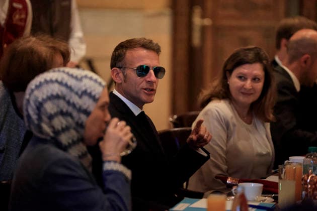 President Macron Meets With Representatives Of Syrian Civil Society - Damascus France s President Emmanuel Macron (C) as he attends a breakfast to meet with representatives of Syrian civil society in Damascus on July 7, 2026. French President Emmanuel Macron arrived in Damascus on July 6, 2026 for the first visit by a Western European head of state since Syria s new authorities took power in 2024, an AFP journalist said. Macron, who will depart on July 7, 2026, will advocate for a free, pluralist Syria that respects each of its components and plays a role in moderating Middle East tensions, the French presidency told journalists ahead of his arrival. Photo by Ludovic Marin Pool ABACAPRESS.COM Damascus Syria  Copyright: xMarinxLudovic Pool ABACAx