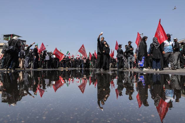 Ayatollah Ali Khamenei Mourners Massive crowds flooded the streets of Tehran stretching from Azadi Square as millions participated in the state funeral procession for the late Supreme Leader Ayatollah Ali Khamenei. Mourners accompanied the flag-draped coffins, calling for justice and revenge following the February 28 strikes  Copyright: xJackxHillx NINTCHDBPICT001093586274