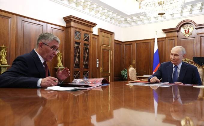 Putin receives Tula governor for regional development meeting in Moscow Russian President Vladimir Putin listens to a report from Tula Region Governor Dmitry Milyayev on social and economic developments in the region during a meeting at the Kremlin in Moscow on July 6, 2026. Russian authorities continue to focus on supporting regional economies amid slowing economic growth. Photo by Russian President official apaimages Russia Russia Russian Federation 070726_Russia_RPO_00(6) Copyright: xapaimagesxRussianxPresidentxxofficialx xapaimagesx