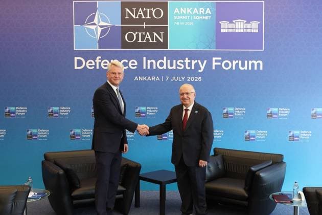 NATO Heads of State and Government Summit in Ankara ANKARA, TURKIYE - JULY 07: (----EDITORIAL USE ONLY MANDATORY CREDIT - TURKISH DEFENSE MINISTRY HANDOUT - NO MARKETING NO ADVERTISING CAMPAIGNS - DISTRIBUTED AS A SERVICE TO CLIENTS----) Turkish National Defense Minister Yasar Guler (R) receives BAE Systems Chief Executive Officer Charles Woodburn (L) on the sidelines of the 36th NATO Heads of State and Government Summit in Ankara, Turkiye, on July 07, 2026. Turkish Defense Ministry Handout Anadolu Ankara Turkey. Editorial use only. Please get in touch for any other usage.  Copyright: x2026xAnadoluxTurkishxDefensexMinistry Handoutx