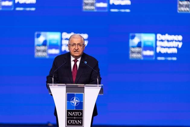 July 7, 2026, Ankara, Turkey: Turkish Minister of National Defence Yasar Guler speaks during the first day of the NATO Summit Defence Industry Forum, held as part of the NATO Summit. Ankara Turkey - ZUMAl194 20260707_zip_l194_003 Copyright: xMarekxLadzinskix
