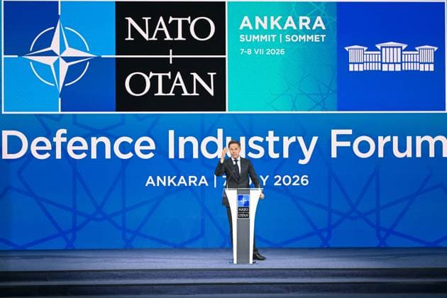 NATO Heads of State and Government Summit in Ankara ANKARA, TURKIYE - JULY 7: NATO Secretary General Mark Rutte speaks during the Defence Industry Forum, which opened the 36th NATO Heads of State and Government Summit in Ankara, Turkiye, on July 7, 2026. Ismail Aslandag Anadolu Ankara Turkey. Editorial use only. Please get in touch for any other usage.  Copyright: x2026xAnadoluxIsmailxAslandagx