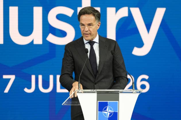 NATO Heads of State and Government Summit in Ankara ANKARA, TURKIYE - JULY 07: NATO Secretary General Mark Rutte delivers remarks at the Defense Industry Forum, held as part of the 36th NATO Heads of State and Government Summit in Ankara, Turkiye, on July 07, 2026. The forum focuses on transatlantic defense production and related investments. Dilara Irem Sancar Anadolu Ankara Turkey. Editorial use only. Please get in touch for any other usage.  Copyright: x2026xAnadoluxDilaraxIremxSancarx