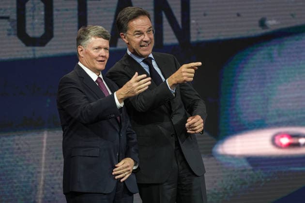 NATO Heads of State and Government Summit in Ankara ANKARA, TURKIYE - JULY 07: NATO Secretary General Mark Rutte (R) attends the Defense Industry Forum held as part of the 36th NATO Heads of State and Government Summit in Ankara, Turkiye, on July 07, 2026. The forum focuses on transatlantic defense production and related investments. Dilara Irem Sancar Anadolu Ankara Turkey. Editorial use only. Please get in touch for any other usage.  Copyright: x2026xAnadoluxDilaraxIremxSancarx