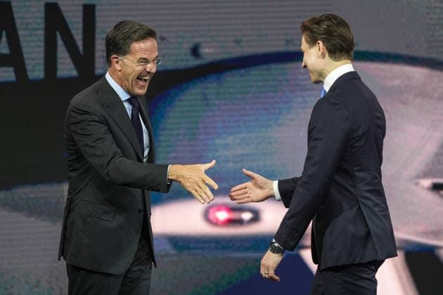 NATO Heads of State and Government Summit in Ankara ANKARA, TURKIYE - JULY 07: NATO Secretary General Mark Rutte (L) greets Finnish Defense Minister Antti Hakkanen (R) during the Defense Industry Forum held as part of the 36th NATO Heads of State and Government Summit in Ankara, Turkiye, on July 07, 2026. The forum focuses on transatlantic defense production and related investments. Dilara Irem Sancar Anadolu Ankara Turkey. Editorial use only. Please get in touch for any other usage.  Copyright: x2026xAnadoluxDilaraxIremxSancarx