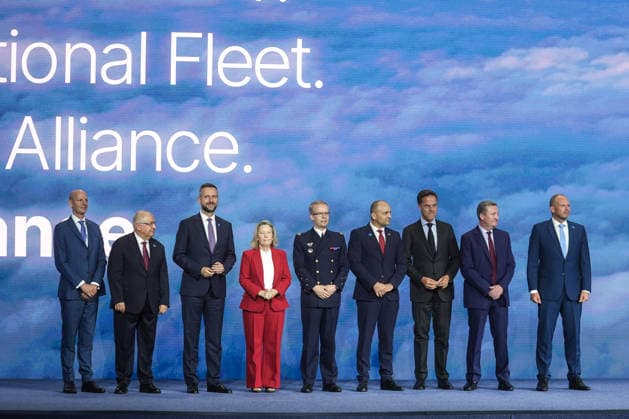 NATO Heads of State and Government Summit in Ankara ANKARA, TURKIYE - JULY 07: NATO Secretary General Mark Rutte (R3), Turkish Defense Minister Yasar Guler (L2), Polish Defense Minister Wladyslaw Kosiniak-Kamysz (L3), Croatian Defense Minister Ivan Anusic (R4), Belgian Defense Minister Theo Francken (R), and Canadian Defense Minister David McGuinty (R2) pose for a photo during the Defense Industry Forum held as part of the 36th NATO Heads of State and Government Summit in Ankara, Turkiye, on July 07, 2026. The forum focuses on transatlantic defense production and related investments. Dilara Irem Sancar Anadolu Ankara Turkey. Editorial use only. Please get in touch for any other usage.  Copyright: x2026xAnadoluxDilaraxIremxSancarx