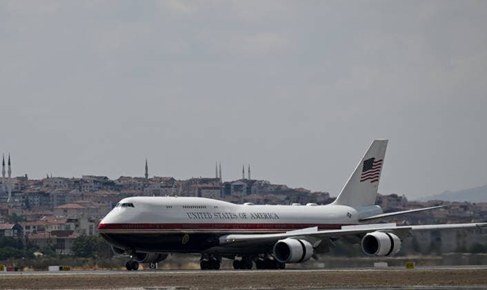 United States President Donald Trump arrives in Ankara ANKARA, TURKIYE - JULY 7: A view of the aircraft carrying United States President Donald Trump lands at Ankara Airport during his official visit ahead of the 36th NATO Heads of State and Government Summit in Ankara, Turkiye, on July 7, 2026. Abdullah Guclu Anadolu Ankara Turkey. Editorial use only. Please get in touch for any other usage.  Copyright: x2026xAnadoluxAbdullahxGuclux