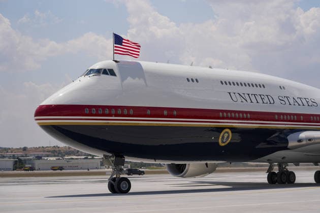 US President Donald Trump arrives in Ankara ANKARA, TURKIYE - JULY 07: The plane carrying US President Donald Trump lands at Ankara Airport ahead of the 36th NATO Heads of State and Government Summit in Ankara, Turkiye, on July 07, 2026. Osmancan Gurdogan Anadolu Ankara Turkey. Editorial use only. Please get in touch for any other usage.  Copyright: x2026xAnadoluxOsmancanxGurdoganx