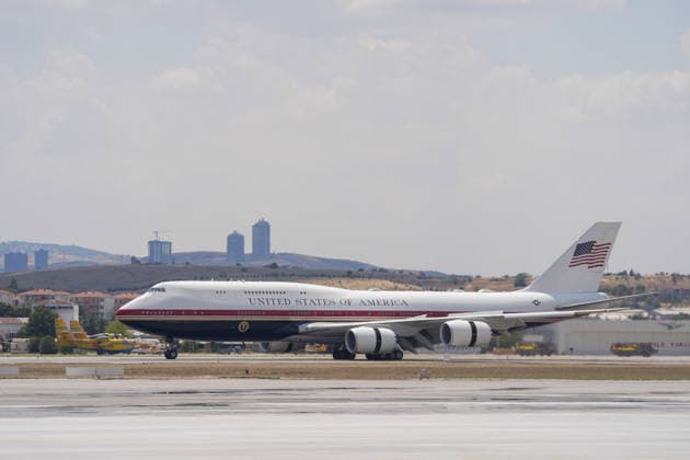 US President Donald Trump arrives in Ankara ANKARA, TURKIYE - JULY 07: A plane carrying US President Donald Trump lands at Ankara Airport ahead of the 36th NATO Heads of State and Government Summit in Ankara, Turkiye, on July 07, 2026. Osmancan Gürdogan Anadolu Ankara Turkey. Editorial use only. Please get in touch for any other usage.  Copyright: x2026xAnadoluxOsmancanxGürdoÄüanx