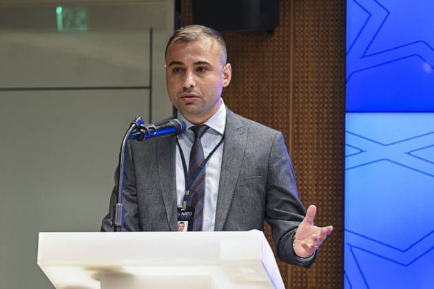 NATO Summit Dialogues in Ankara ANKARA, TURKIYE - JULY 07: Security and defense analyst Burak Yildirim gives a speech as he attends the panel titled Stability on NATO s Southern Flank: Security and Cooperation in the Mediterranean as part of the NATO Summit Dialogues event organized by the Turkish Atlantic Council (ATA Turkiye) and the Hariciye Center for Foreign Policy and Security Studies in Ankara, Turkiye on July 07, 2026. Fatma Nur Arslan Anadolu Ankara Turkey. Editorial use only. Please get in touch for any other usage.  Copyright: x2026xAnadoluxFatmaxNurxArslanx