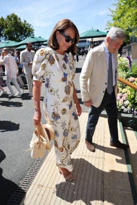 . 07 07 2026. London, United Kingdom. Michael and Carole Middleton arriving on day nine of the Wimbledon Tennis Championships in London.  xStephenxLockx xi-Imagesx IIM-26890-0007