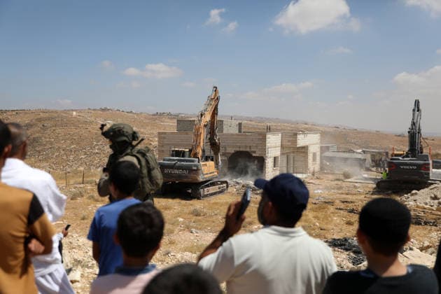 Israeli authorities demolish homes in Yatta south of Hebron Palestinians inspect demolished homes after Israeli authorities carried out demolition operations in the Yatta area, south of Hebron, in the occupied West Bank, on July 7, 2026. According to local sources, several homes were demolished on the grounds of lacking building permits, leaving a number of families displaced and causing damage to property. Photo by Mamoun Wazwaz apaimages Hebron West Bank Palestinian Territory 070726_Hebron_MW_00(7) Copyright: xapaimagesxMamounxWazwazx xapaimagesx
