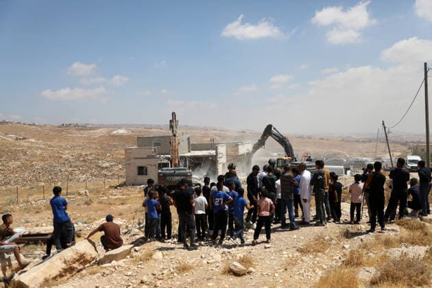 Israeli authorities demolish homes in Yatta south of Hebron Palestinians inspect demolished homes after Israeli authorities carried out demolition operations in the Yatta area, south of Hebron, in the occupied West Bank, on July 7, 2026. According to local sources, several homes were demolished on the grounds of lacking building permits, leaving a number of families displaced and causing damage to property. Photo by Mamoun Wazwaz apaimages Hebron West Bank Palestinian Territory 070726_Hebron_MW_00(11) Copyright: xapaimagesxMamounxWazwazx xapaimagesx