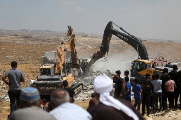 Israeli authorities demolish homes in Yatta south of Hebron Palestinians inspect demolished homes after Israeli authorities carried out demolition operations in the Yatta area, south of Hebron, in the occupied West Bank, on July 7, 2026. According to local sources, several homes were demolished on the grounds of lacking building permits, leaving a number of families displaced and causing damage to property. Photo by Mamoun Wazwaz apaimages Hebron West Bank Palestinian Territory 070726_Hebron_MW_00(24) Copyright: xapaimagesxMamounxWazwazx xapaimagesx