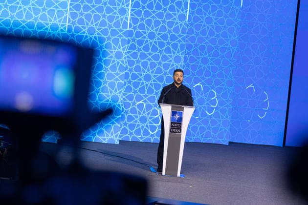 July 7, 2026, Ankara, Turkey: Ukrainian President Volodymyr Zelenskyy speaks during the NATO Defence Industry Forum. Ankara Turkey - ZUMAl194 20260707_zip_l194_014 Copyright: xMarekxLadzinskix