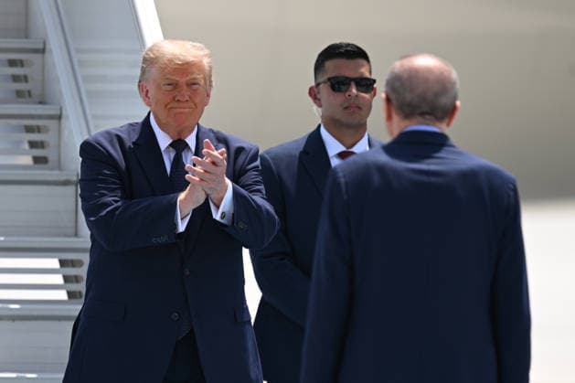 US President Donald Trump arrives in Ankara for NATO Summit ANKARA, TURKIYE - JULY 07: Turkish President Recep Tayyip Erdogan welcomes US President Donald Trump at Ankara Airport, who is paying an official visit to Turkiye ahead of the 36th NATO Heads of State and Government Summit in Ankara, Turkiye, on July 07, 2026. Muhammed Abdullah Kurtar Anadolu Ankara Turkey. Editorial use only. Please get in touch for any other usage.  Copyright: x2026xAnadoluxMuhammedxAbdullahxKurtarx