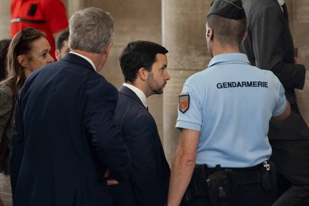 Paris, France, July 7, 2026 - Jean-Philippe Tanguy arrives to attend the verdict in the appeal trial of RN former or actual members on charges of embezzlement of European public funds in a case of alleged European Parliament fake jobs at Paris Court of Appeal. A lower court last year sentenced longtime party leader and three time presidential candidate, Marine Le Pen, to a five year ban from public office and two years in prison over a fake jobs scam at the European Parliament. The appeals court will rule on whether to uphold the ban in a case that has upended her presidential aspirations.  Copyright: xAlexisxSciardx