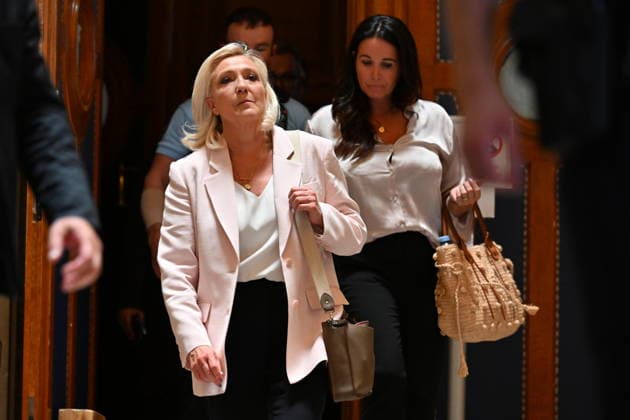 French court shortens Le Pen s ineligibility ban, allowing 2027 presidential run PARIS, FRANCE - JULY 7: Member of parliament for the Rassemblement National (National Rally - RN) party French far-right leader Marine Le Pen exits after the verdict in her appeal trial at the Paris courthouse on the Ile de la Cite in Paris, France, on July 7, 2026. The Paris Court of Appeal on Tuesday shortened National Rally leader Marine Le Pen s ineligibility ban to 45 months, with 30 months suspended, clearing the way for her to run in the 2027 presidential election. After finding her guilty of misusing public funds, the appeals court sentenced Le Pen to 45 months of ineligibility, 30 months of which were suspended, according to Le Monde. Mustafa Yalcin  Copyright: x2026xAnadoluxMustafaxYalcinx