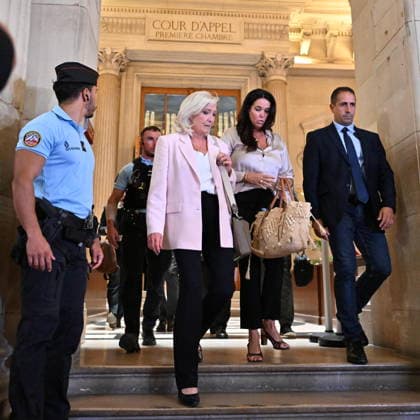 French court shortens Le Pen s ineligibility ban, allowing 2027 presidential run PARIS, FRANCE - JULY 7: Member of parliament for the Rassemblement National (National Rally - RN) party French far-right leader Marine Le Pen exits after the verdict in her appeal trial at the Paris courthouse on the Ile de la Cite in Paris, France, on July 7, 2026. The Paris Court of Appeal on Tuesday shortened National Rally leader Marine Le Pen s ineligibility ban to 45 months, with 30 months suspended, clearing the way for her to run in the 2027 presidential election. After finding her guilty of misusing public funds, the appeals court sentenced Le Pen to 45 months of ineligibility, 30 months of which were suspended, according to Le Monde. Mustafa Yalcin  Copyright: x2026xAnadoluxMustafaxYalcinx