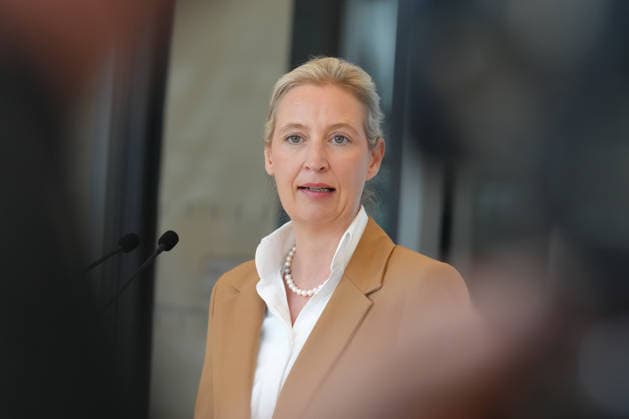 Pressekonferenz der AfD vor der Fraktionssitzung im Bundestag Alice Weidel im Portrait bei der Pressekonferenz im Vorfeld der Fraktionssitzung im Bundestag, Berlin, 07.07.2026 Berlin Berlin Deutschland *** AfD Press Conference Ahead of the Parliamentary Group Meeting in the Bundestag: A Portrait of Alice Weidel at the Press Conference Ahead of the Parliamentary Group Meeting in the Bundestag, Berlin, July 7, 2026, Berlin, Berlin, Germany