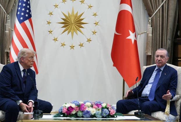 Turkish President Erdogan welcomes US President Trump with official ceremony in Ankara ANKARA, TURKIYE - JULY 7: (----EDITORIAL USE ONLY MANDATORY CREDIT - TURKISH PRESIDENCY MURAT KULA HANDOUT - NO MARKETING NO ADVERTISING CAMPAIGNS - DISTRIBUTED AS A SERVICE TO CLIENTS----) Turkish President Recep Tayyip Erdogan meets with US President Donald Trump, who is paying an official visit to Turkiye for the 36th NATO Heads of State and Government Summit, at Presidential Complex in Ankara, Turkiye, on July 7, 2026. TUR Presidency Murat Kula Anadolu Ankara Turkey. Editorial use only. Please get in touch for any other usage.  Copyright: x2026xAnadoluxTURxPresidency MuratxKulax
