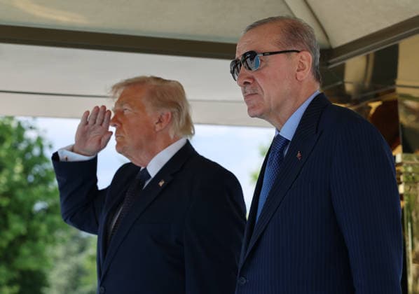 Turkish President Erdogan welcomes US President Trump with official ceremony in Ankara ANKARA, TURKIYE - JULY 7: (----EDITORIAL USE ONLY MANDATORY CREDIT - TURKISH PRESIDENCY MURAT CETINMUHURDAR HANDOUT - NO MARKETING NO ADVERTISING CAMPAIGNS - DISTRIBUTED AS A SERVICE TO CLIENTS----) Turkish President Recep Tayyip Erdogan (R) welcomes US President Donald Trump (L), who is paying an official visit to Turkiye ahead of the 36th NATO Heads of State and Government Summit in Ankara, with an official ceremony at the Presidential Complex in Ankara, Turkiye on July 7, 2026. Turkish Presidency Murat Cetinmuhurdar Handout Anadolu Ankara Turkey. Editorial use only. Please get in touch for any other usage.  Copyright: x2026xAnadoluxTurkishxPresidencyx xMuratxCetinmuhurdarx xHandoutx