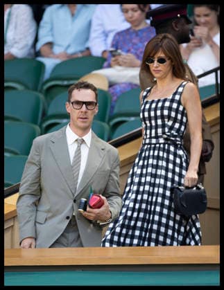 . 07 07 2026. London, United Kingdom. Benedict Cumberbatch and Sophie Hunter arriving in the Royal Box on day nine of the Wimbledon Tennis Championships in London.  xStephenxLockx xi-Imagesx IIM-26890-0035