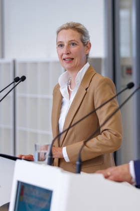 Statement AfD Alice Weidel (AfD), bei einem Statement der AfD am 07.07.26 in Berlin. Berlin Berlin Deutschland Reichstag *** Statement by AfD s Alice Weidel, during an AfD press conference on July 7, 2026, in Berlin, Berlin, Berlin, Germany, at the Reichstag