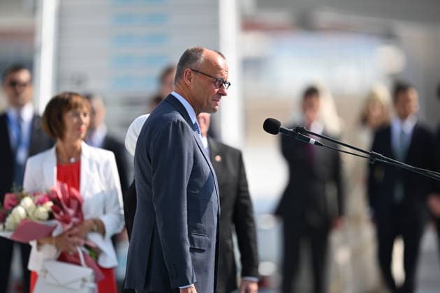 German Chancellor Friedrich Merz arrives Ankara for 36th NATO Summit ANKARA, TURKIYE - JULY 7: German Chancellor Friedrich Merz arrives at Ankara Airport for the 36th NATO Summit in Ankara, Turkiye on July 7, 2026. Muhammed Abdullah Kurtar Anadolu Ankara Turkey. Editorial use only. Please get in touch for any other usage.  Copyright: x2026xAnadoluxMuhammedxAbdullahxKurtarx