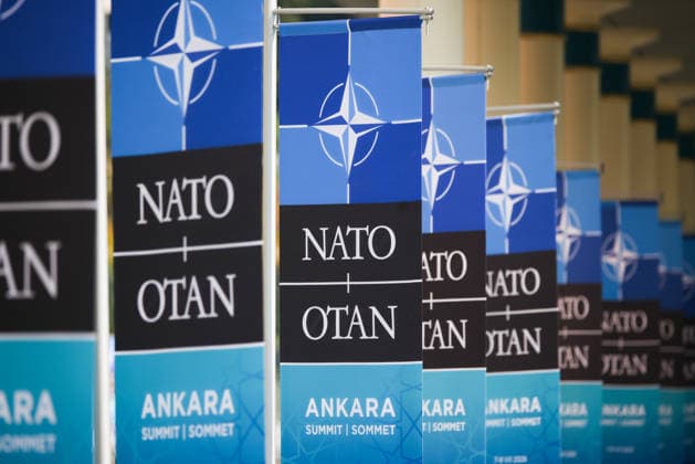 July 7, 2026, Ankara, Turkey: NATO flags aree seen during the 2026 NATO Ankara Summit in Ankara, Turkiye, on July 7th, 2026. Ankara Turkey - ZUMAz156 20260707_zip_z156_007 Copyright: xBeataxZawrzelx