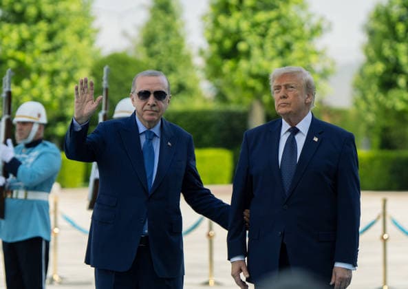 Turkish President Erdogan welcomes US President Trump in Ankara ANKARA, TURKIYE - JULY 7: (----EDITORIAL USE ONLY MANDATORY CREDIT - TURKISH PRESIDENCY HANDOUT - NO MARKETING NO ADVERTISING CAMPAIGNS - DISTRIBUTED AS A SERVICE TO CLIENTS----) Turkish President Recep Tayyip Erdogan welcomes US President Donald Trump, who is paying an official visit to Turkiye ahead of the 36th NATO Heads of State and Government Summit, with an official ceremony at the Presidential Complex in Ankara, Turkiye on July 7, 2026. Turkish Presidency Handout Anadolu Ankara Turkey. Editorial use only. Please get in touch for any other usage.  Copyright: x2026xAnadoluxTurkishxPresidencyx xHandoutx