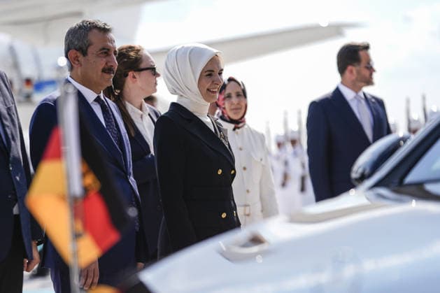 German Chancellor Friedrich Merz arrives Ankara for 36th NATO Summit ANKARA, TURKIYE - JULY 7: German Chancellor Friedrich Merz is welcomed by Turkish Family and Social Services Minister Mahinur Ozdemir Goktas after arriving at Ankara Airport for the 36th NATO Summit in Ankara, Turkiye on July 7, 2026. Osmancan Gurdogan Anadolu Ankara Turkey. Editorial use only. Please get in touch for any other usage.  Copyright: x2026xAnadoluxOsmancanxGurdoganx