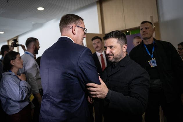 Ukrainian President Volodymyr Zelenskyy holds talks in Ankara ANKARA, TURKIYE - JULY 7: Ukrainian President Volodymyr Zelenskyy meets with Estonian Prime Minister Kristen Michal during the Defence Industry Forum held within the scope of the 36th NATO Heads of State and Government Summit at ATO Congresium in Ankara, Turkiye, on July 7, 2026. Ozge Elif Kizil Anadolu Ankara Turkey. Editorial use only. Please get in touch for any other usage.  Copyright: x2026xAnadoluxOzgexElifxKizilx