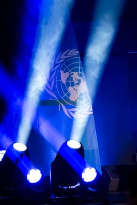 World Summit on Artificial Intelligence Jean Marc Ferré MAXPPP Geneva July 7, 2026 A United Nations flag during the World Summit on Artificial Intelligence at Palexpo in Geneva on July 7, 2026 Photo by Jean Marc Ferré MAXPPP Geneva, Geneva, Switzerland  Copyright: xMAXPPPxJeanxMarcxFerréx FRR202607078793 FRR202607078793