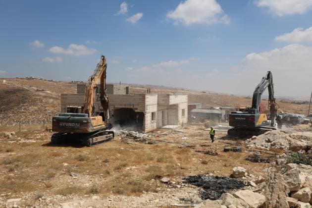 Israeli Forces Demolish Home in Masafer Yatta, Displacing Family of Eight Masafer Yatta, West Bank July 7, 2026: Israeli forces demolish the home of Palestinian detainee Mousa Al-Adra in the village of Al-Deirat in the Masafer Yatta area, south of Hebron, in the occupied West Bank, July 7, 2026. Israeli authorities said the structure lacked the required building permits. The demolition displaced a family of eight, including two parents and six children. Masafer Yatta Palestine, State of Copyright: x xMosabxshawerx xJNAxPressx
