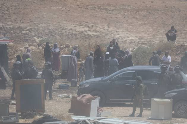 Israeli Forces Demolish Home in Masafer Yatta, Displacing Family of Eight Masafer Yatta, West Bank July 7, 2026: Israeli forces demolish the home of Palestinian detainee Mousa Al-Adra in the village of Al-Deirat in the Masafer Yatta area, south of Hebron, in the occupied West Bank, July 7, 2026. Israeli authorities said the structure lacked the required building permits. The demolition displaced a family of eight, including two parents and six children. Masafer Yatta Palestine, State of Copyright: x xMosabxshawerx xJNAxPressx