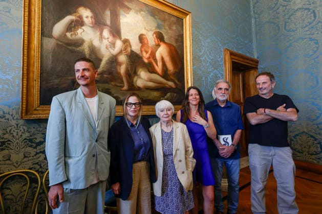 July 7, 2026, Rome, Rome, ITALY: From left, Alcide Pierantozzi, Teresa Ciabatti, Bianca Pitzorno, Elena Rui, Michele Mari, Matteo Nucci. Press conference with the finalist authors of the 80th edition of the Strega Prize, Rome, July 7, 2026. Finalist of the 80th edition of the Strega Prize, during the press conference, Rome, July 7, 2026. Rome ITALY  - ZUMAa289 20260707_zia_a289_122 Copyright: xRiccardoxDexLucax xAgfx