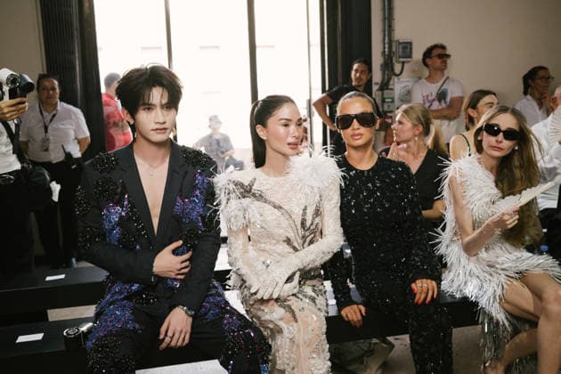 Yun Qi, Heart Evangelista, Rose Bertram, and Snejana Onopka in the front row at the Germanier Fall Winter 2026–2027 Haute Couture fashion show during Paris Fashion Week (PFW) at the Palais de Tokyo in Paris, France, on July 7, 2026. Sam Delpech Bestimage at the Germanier show during Paris Haute Couture Fashion Week, for the presentation of the Fall Winter 2026–2027 Haute Couture collection, on July 7, 2026, in Paris, France  Copyright: xSamxDelpechx xBestimagexSamxDelpechx xBestimagex